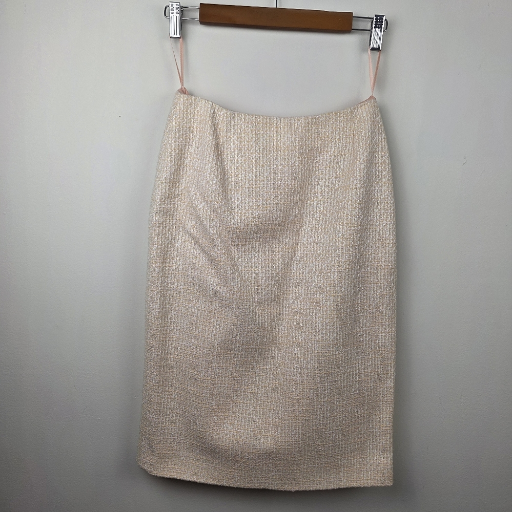 Escada Couture Iridecent Peach and Cream Pencil Mini Skirt